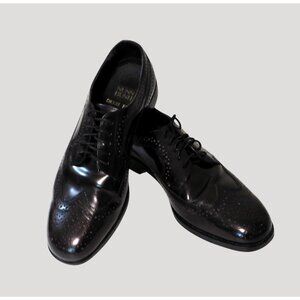 Nunn Bush Dress Flex Leather Oxford Shoes Mens Size 9.5 Dark Brown Wing Tip